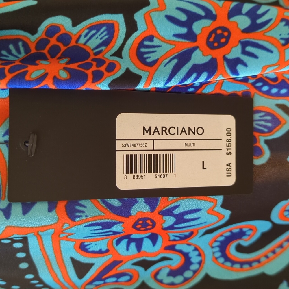 Marciano Marrakesh Paisley Print Black Blue Mini Dress Size Large - Picture 9 of 11